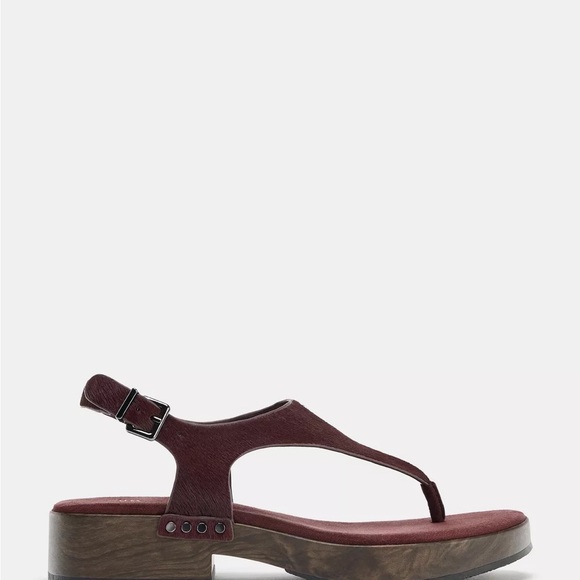 NEW Zara Studded Leather Sandals in Burgundy Red - US 10 - Picture 4 of 6